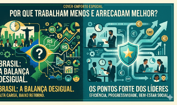 O ranking completo dos 10 países com as menores jornadas de trabalho semanais do mundo e qual a comparação de arrecadação de impostos