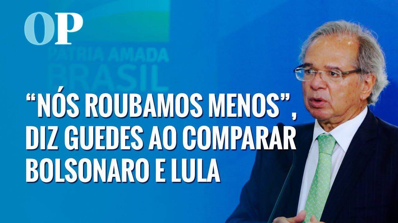 Paulo Guedes afirma 'nós roubamos menos', mas se corrige em seguida