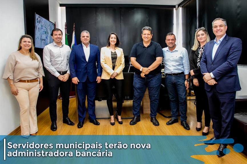 Prefeito recebe equipe do Bradesco, nova administradora das contas dos servidores