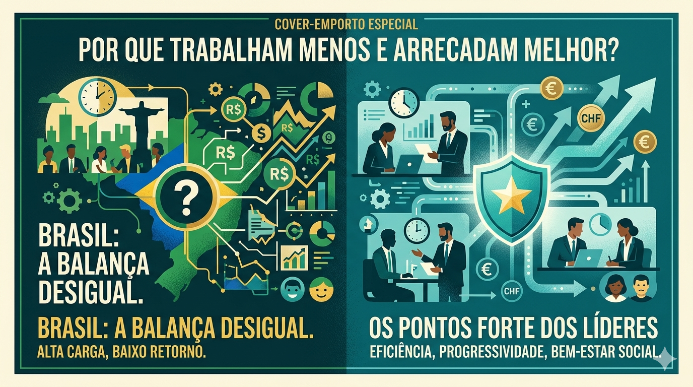 O ranking completo dos 10 países com as menores jornadas de trabalho semanais do mundo e qual a comparação de arrecadação de impostos